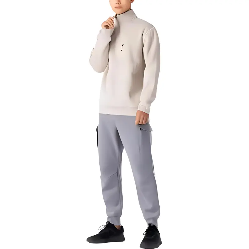 DECATHLON 500 Series DOMYOS Sweatshirt Men's Light White Lime Gray-4