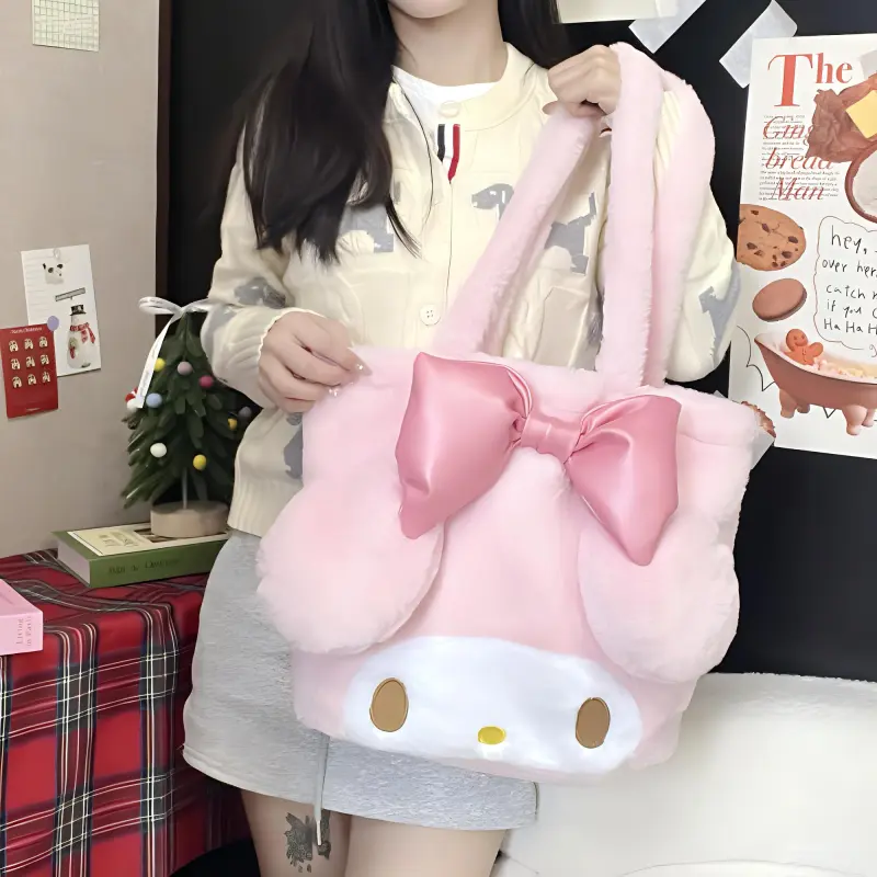 Sanrio Polyester Handbag Shoulder Bag Large Size Women's Pink-1