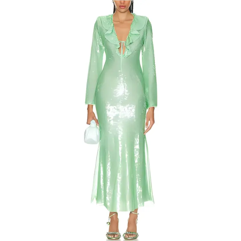 Self-portrait Sequin-embellished V-neck Midi Dress-1