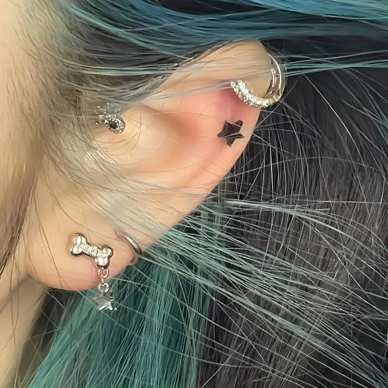 Asia Star Alloy Stud Earrings Women's-1