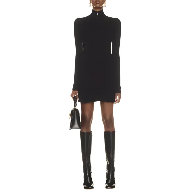 OFF WHITE High neck Pleated Knitted Minidress-2