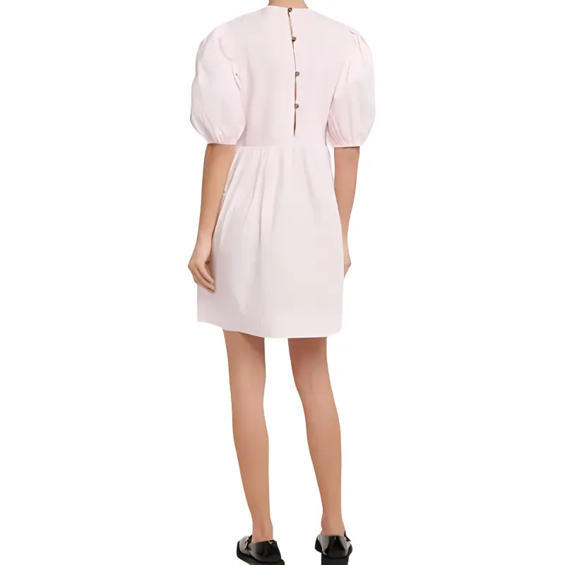 GANNI Poplin Short-Sleeved Dresses Women's Pink-3