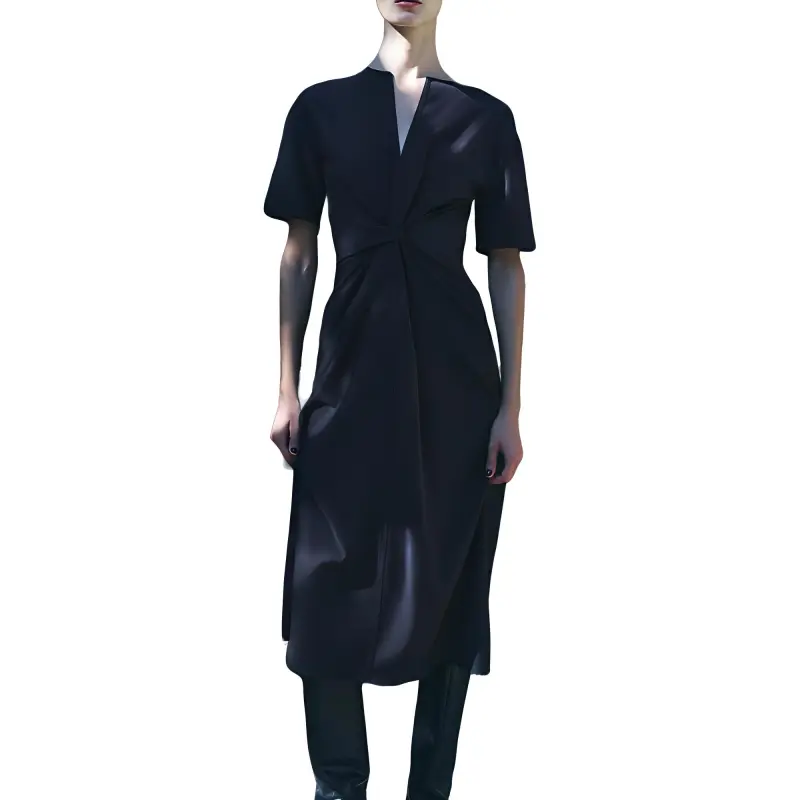 ZARA ZW Series Short-Sleeved Dresses Women's Dark Blue-2