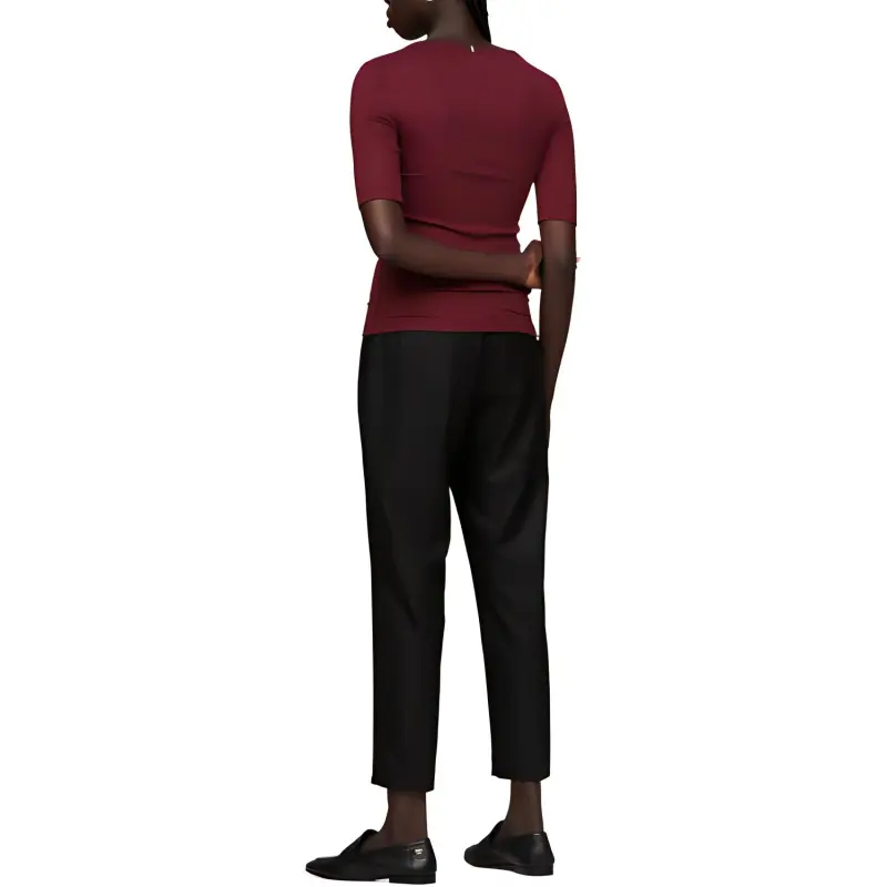 Tommy Hilfiger Slim Fit Half Sleeve Jumper T-Shirt Women's Deep Red-2