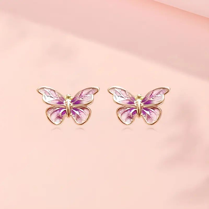 ZHIAIYONGHENG 18K Gold Stud Earrings Women's-1