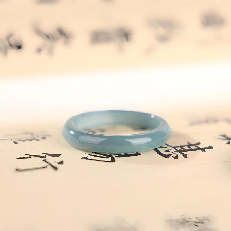 Clear Snow Ice Glutinous Jadeite Rings Unisex-4