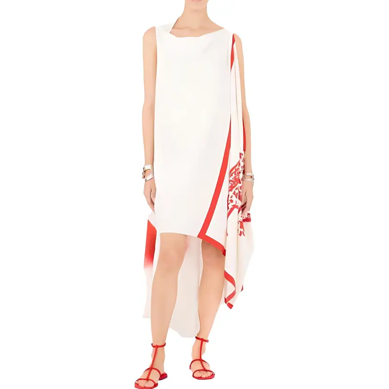 FERRAGAMO Printed Draped Midi Dress-1