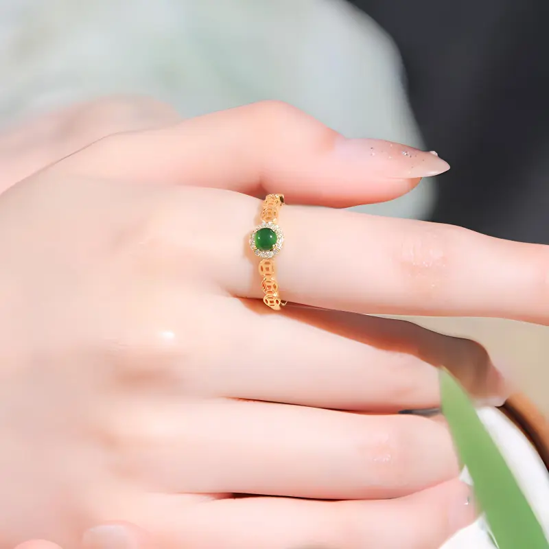Tokai Family Ice Glutinous Jadeite Rings Unisex-4