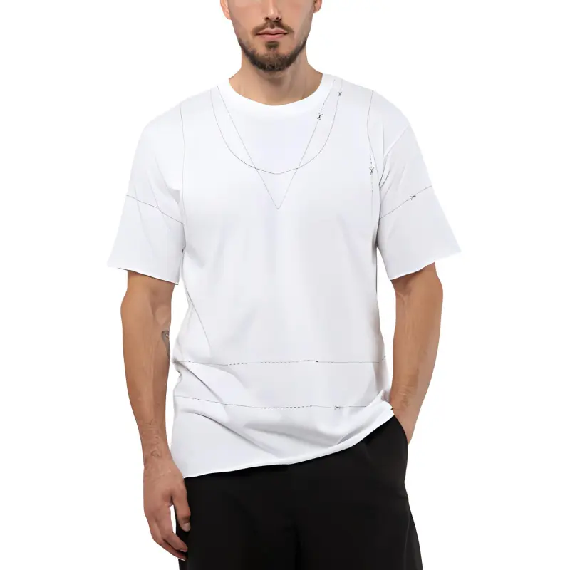 MM6 Maison Margiela Stitch Printed Crewneck T Shirt-1