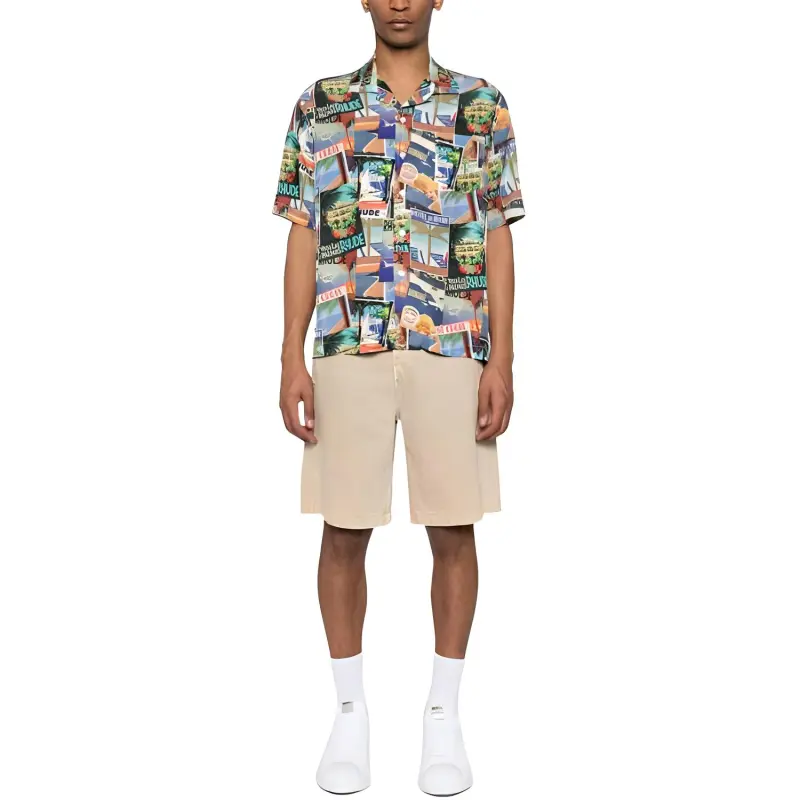 RHUDE Postal Card print Bowling Shirt-1