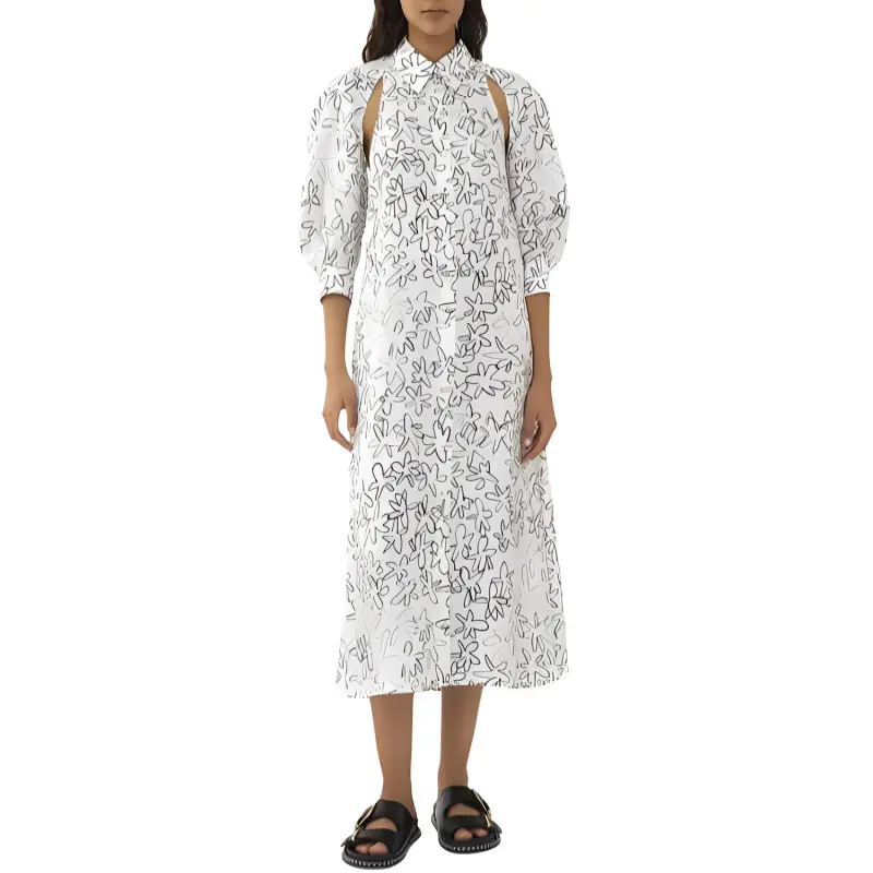 Chloe Cut-Out Shirt Dress Short-Sleeved Dresses Women's White-1