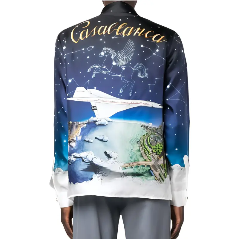 CASABLANCA Graphic Print Silk Long Sleeved Shirt-1