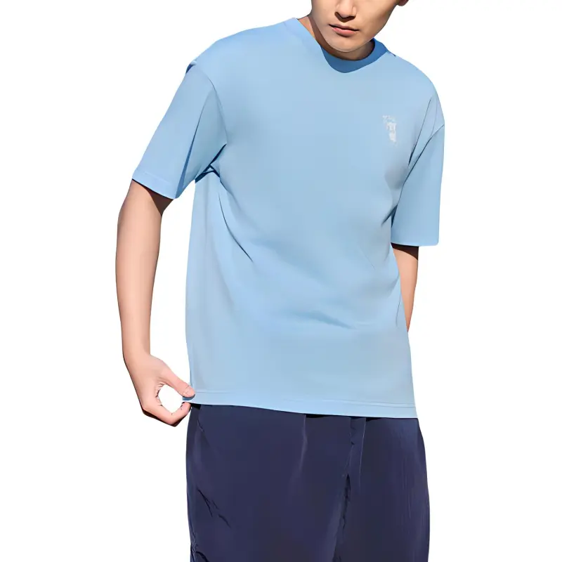 QIAODAN Drop Shoulder Sleeve T Shirt Unisex Sunny Mountain Blue-3