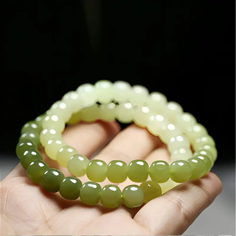 BYTHERE Bracelets Pale Greenish White Jade Unisex-4