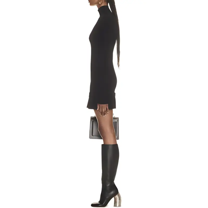 OFF WHITE High neck Pleated Knitted Minidress-3