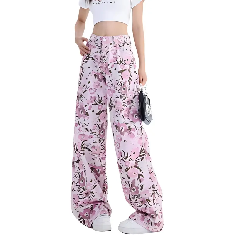 YINLEI Jeans Women's Pink-2