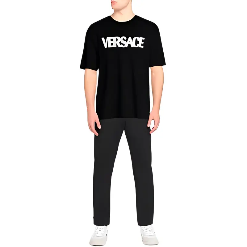 VERSACE Mesh Logo Appliqué T shirt-3