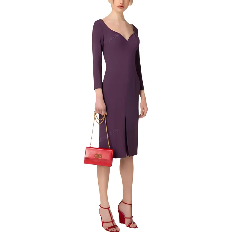 Elisabetta Franchi V Neck Front Slit Midi Dress-2