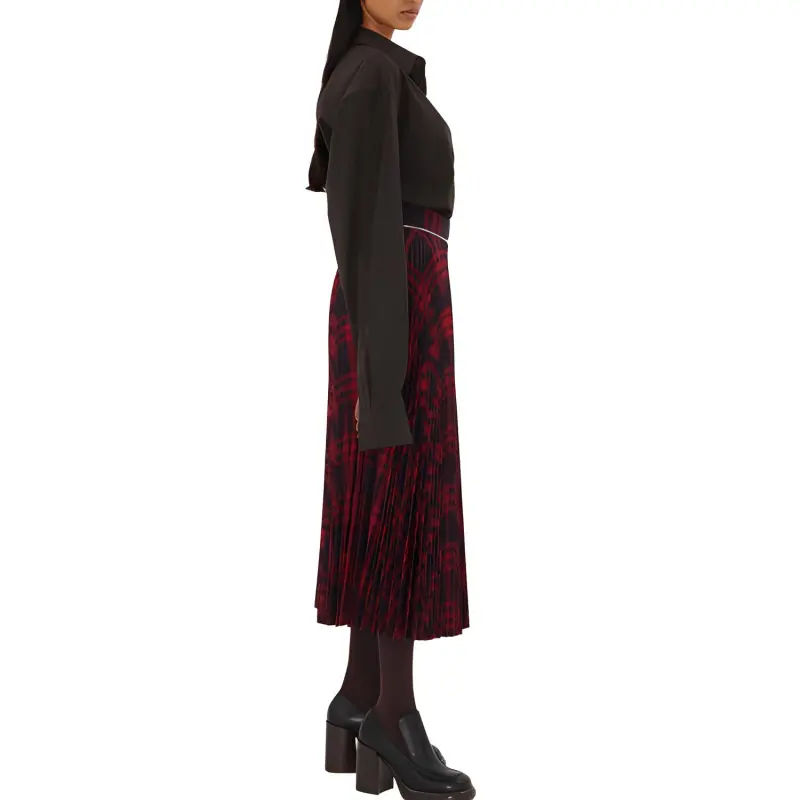 Burberry Checked Pleated Zip Detailed Skirt-4