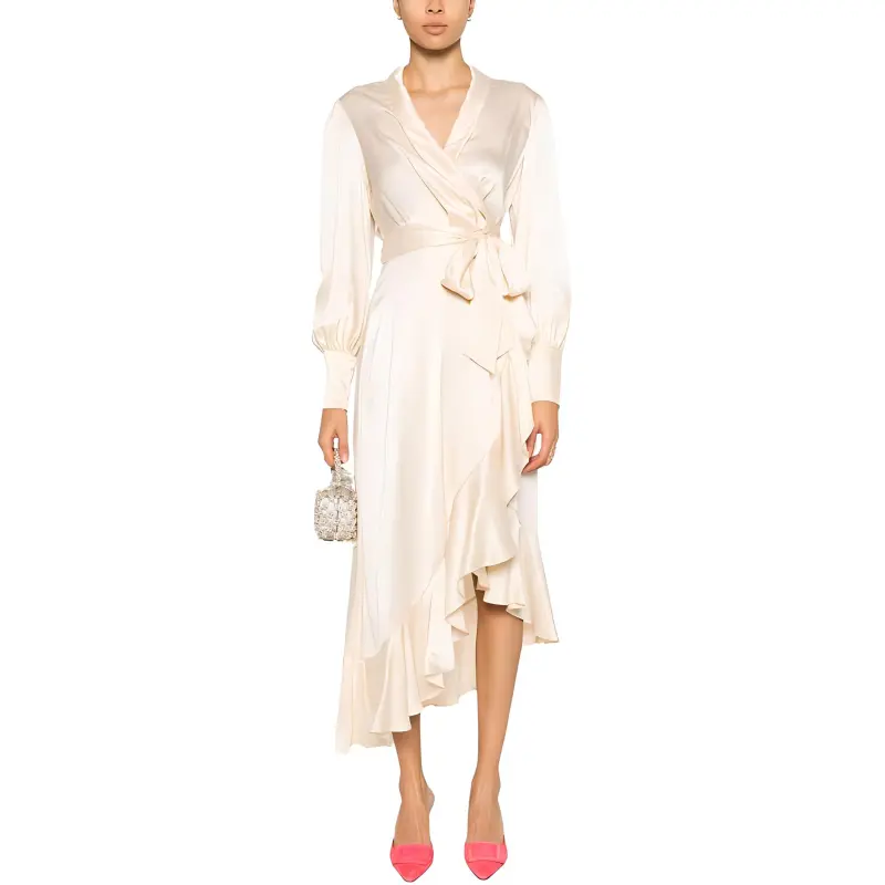 Zimmermann V-Neck Asymmetric Hem Midi Dress-2