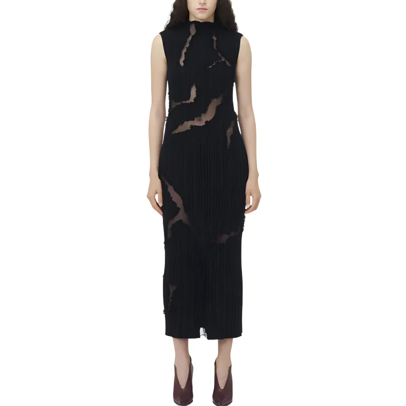 Alexander McQueen Distressed Detail Knit Midi Dress-1