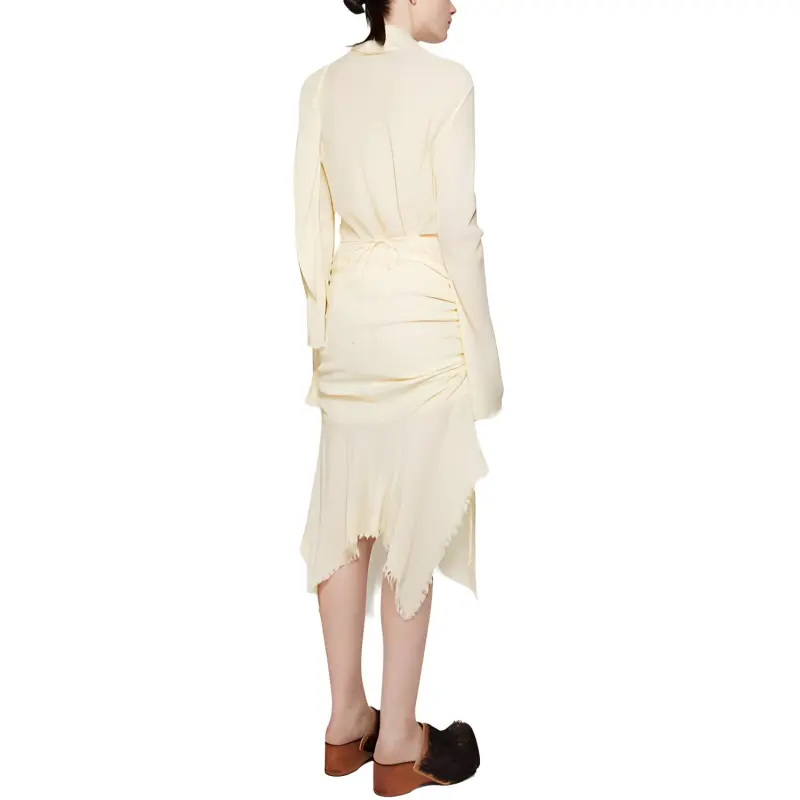 Acne Studios Ruched Frayed Hem Midi Skirt-2