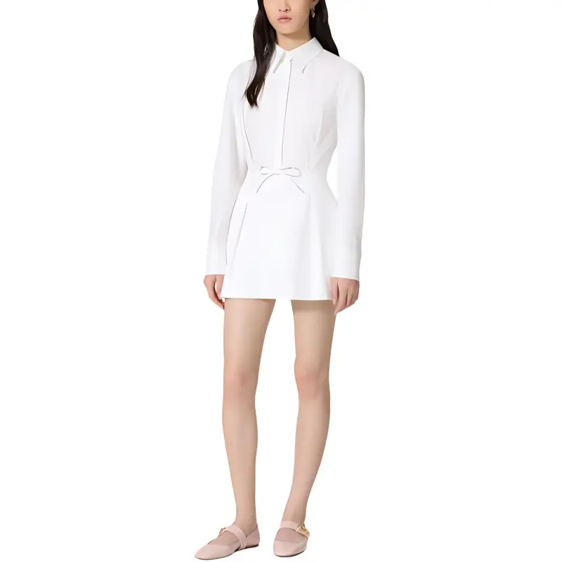 Valentino Belted Straight Hem Long-Sleeved Shirt Dress-1