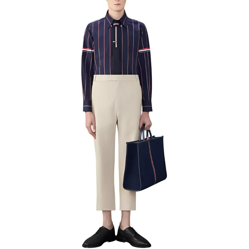 THOM BROWNE Striped Cotton Shirt-1