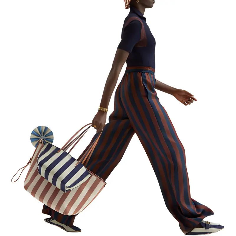 FENDI Striped Wide Leg Pants-3