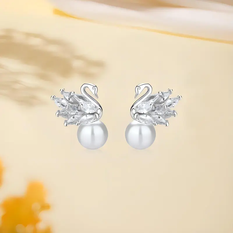 Kim Ka Fook S925 Silver Stud Earrings Women's-1