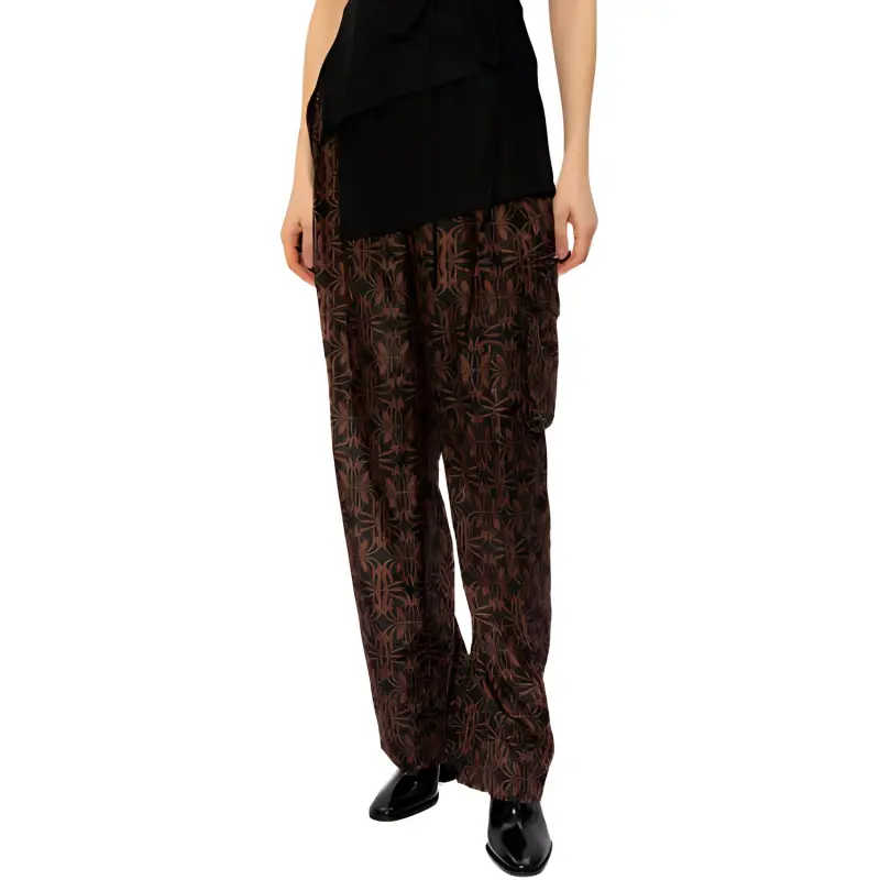 DRIES VAN NOTEN Pattern Printed Satin Cargo Pants-3