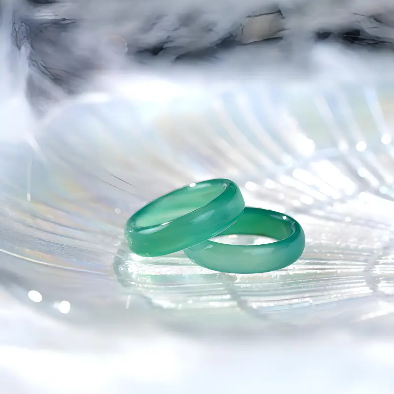 Clear Snow Chalcedony Rings Unisex-5