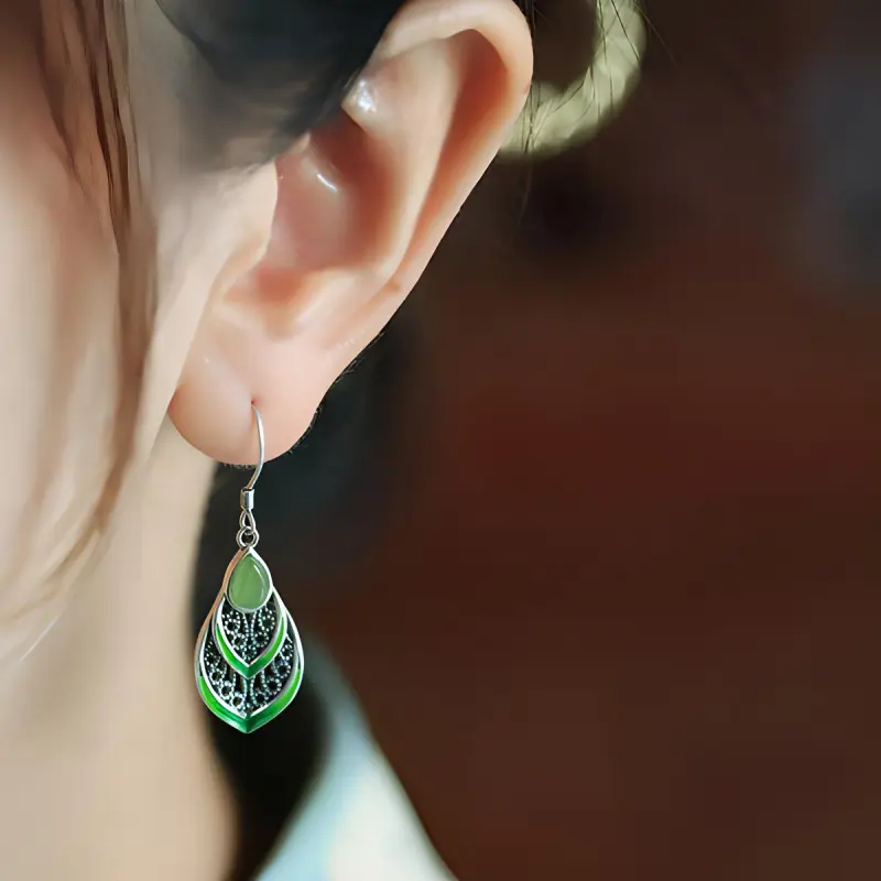 Xiaoyinjiang Hetian Jade Earrings Jasper Women's-1