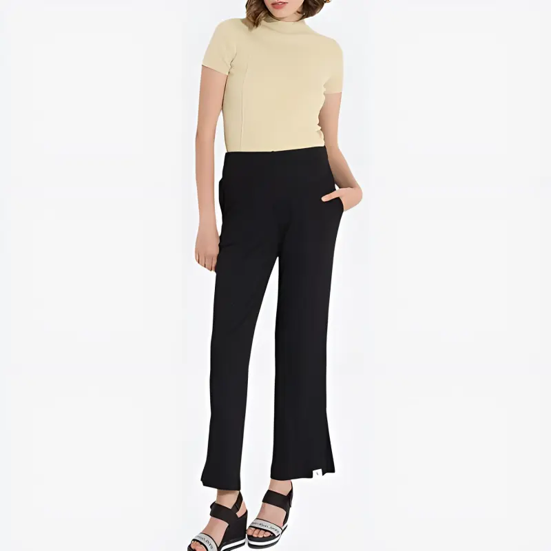 Calvin Klein Mock neck Ribbed T shirt-1