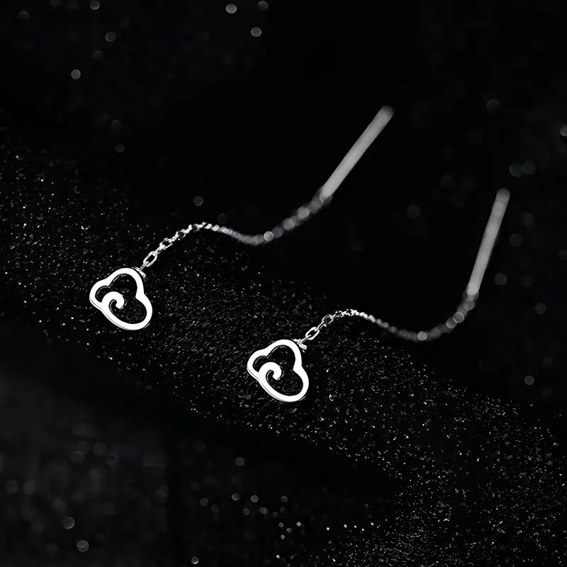 LIANDUO S999 Fine Silver Drop Earrings Women's Good Luck-3