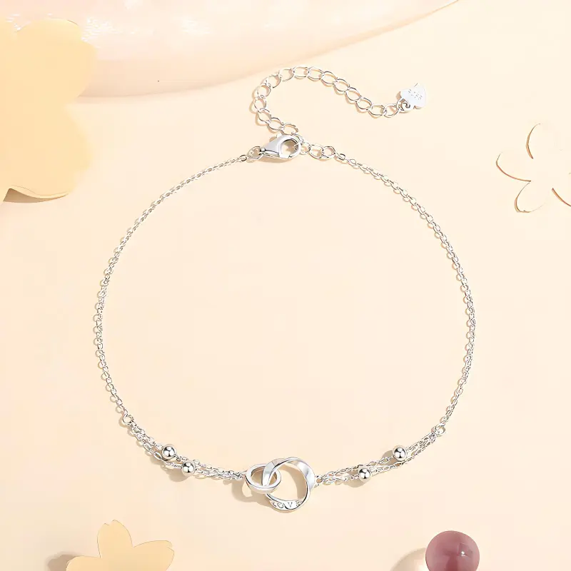 AKAK 925 Sterling Silver Anklets Women's Silver White-1