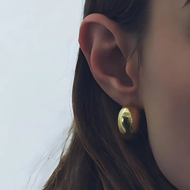 ZARA Zinc Brass Titanium Earrings Women's Gold-2