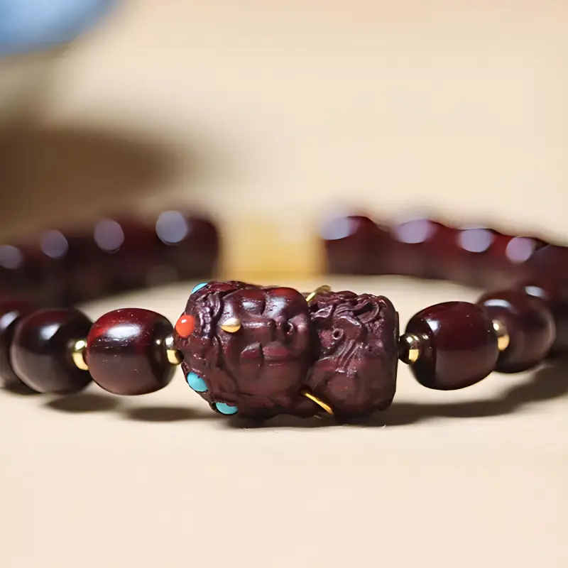 Cuiya Golden Building Pterocarpus Wooden Bracelets Unisex-2