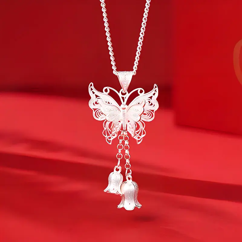 CHINA GOLD S999 Fine Silver Necklaces Women's-2