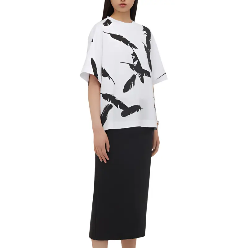 Alexander McQueen Feather Prined Oversized T Shirt-1