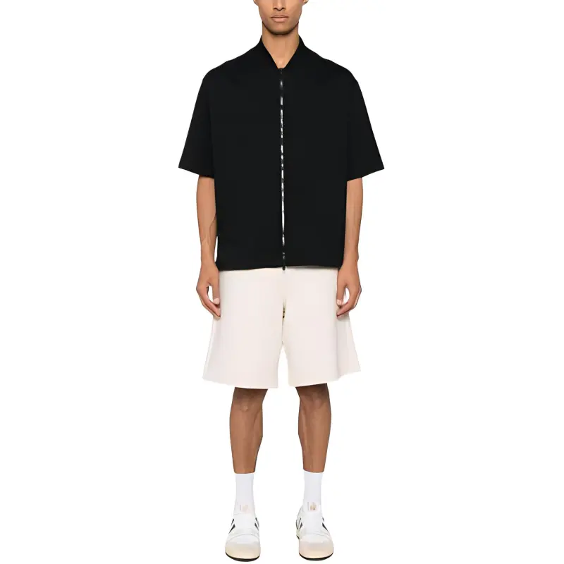 HERNO Short Sleeved Zipped Crewneck Sweatshirt-1