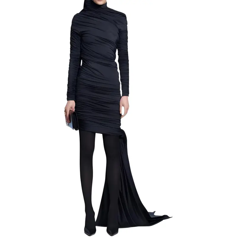 Balenciaga Twisted Knots Ruched Draped Dress-3