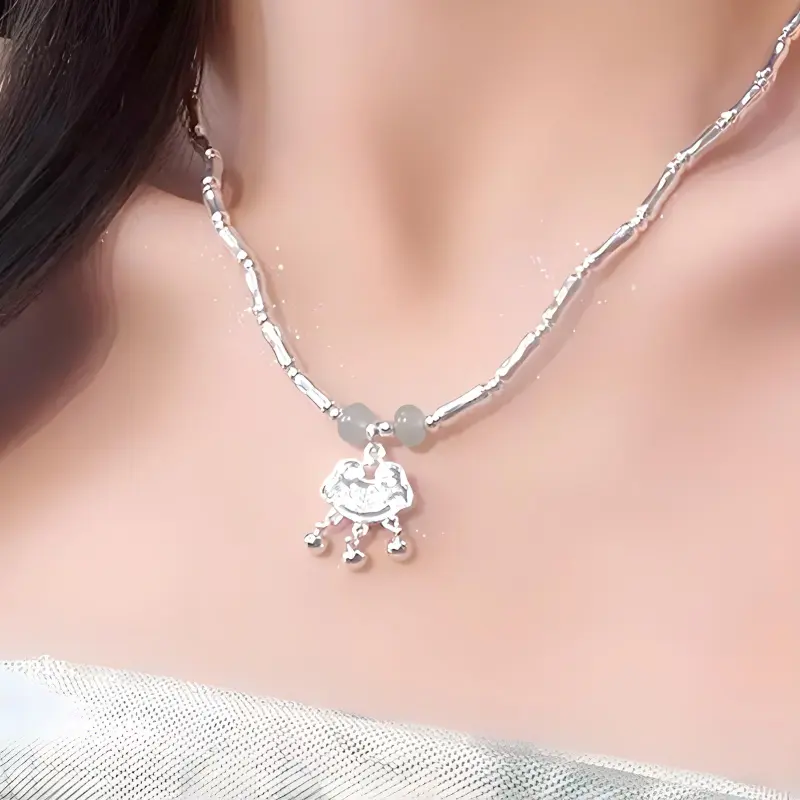 CHINA GOLD 999 Fine Silver Sterling Silver Necklaces Women's-1