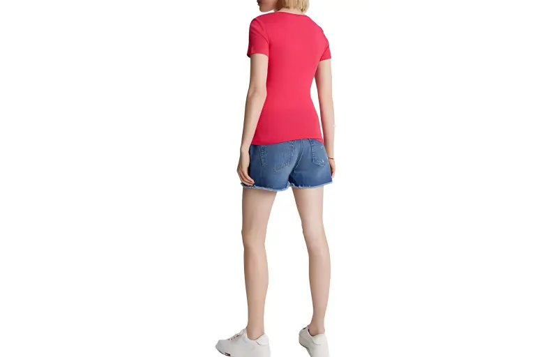 Tommy Hilfiger Favorite V-Neck T-Shirt T-Shirts & Polos Pink Splendor T-Shirt Women's Pink-1