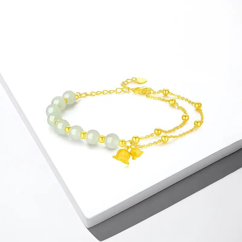 FUSSEM Hetian Jade Bracelets Pale Greenish White Jade Women's-1