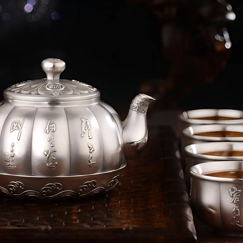QINGFU 999 Fine Silver Teapot Set Unisex-1