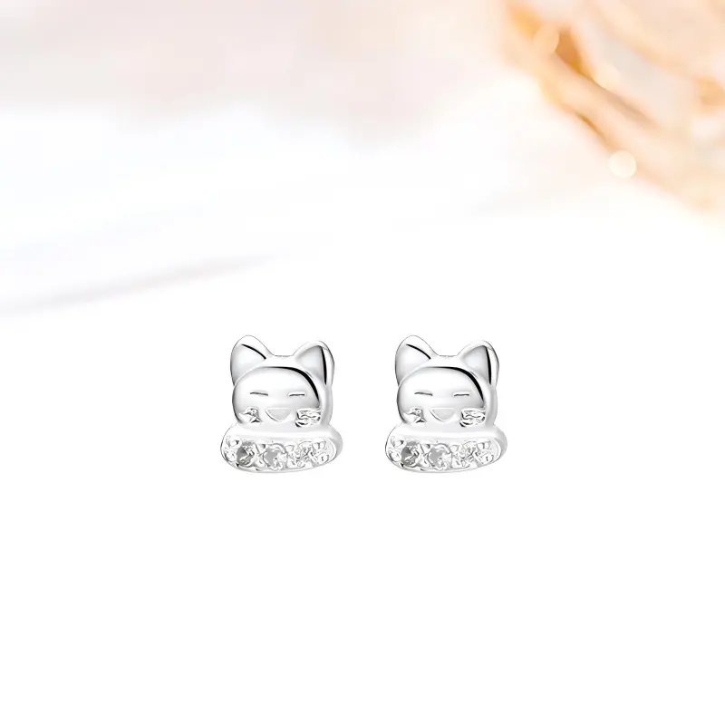 MIDNIGHT MOMENT S999 Silver Stud Earrings Women's-4