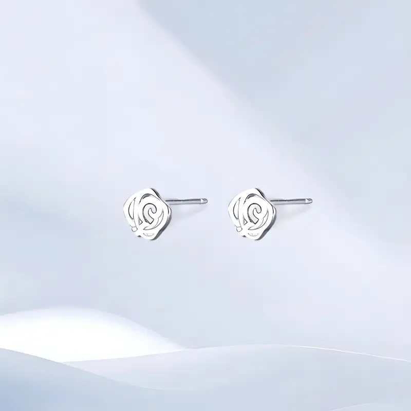SHEEHHYY S999 Fine Silver Stud Earrings Unisex-1