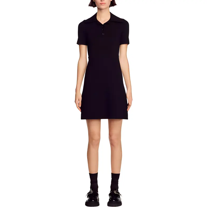 Sandro Rib-knit Flared Minidress-1