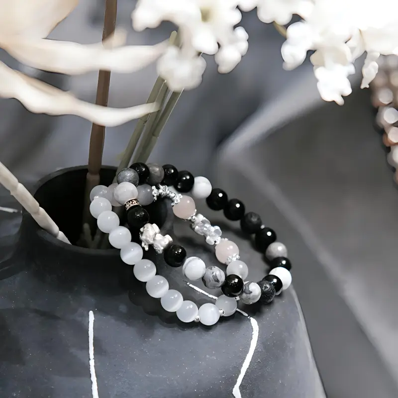 North Cain Obsidian Jade Bracelets Unisex-2